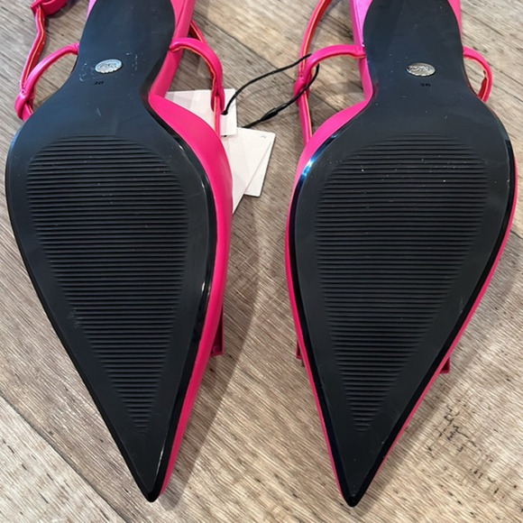ZARA Leather Heels with Front Buckle NWT | Fuchsia Slingback Size 7.5 - Picture 16 of 16